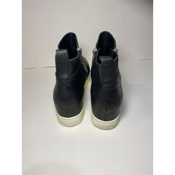 J/ Slides Sky Black Leather  Booties Fashion Sneaker Wedge Double Zip Women’s 10 - Picture 3 of 7